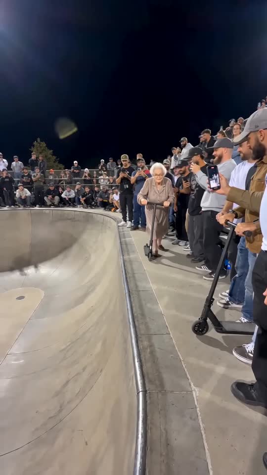 Granny Takes The Skatepark Bowl